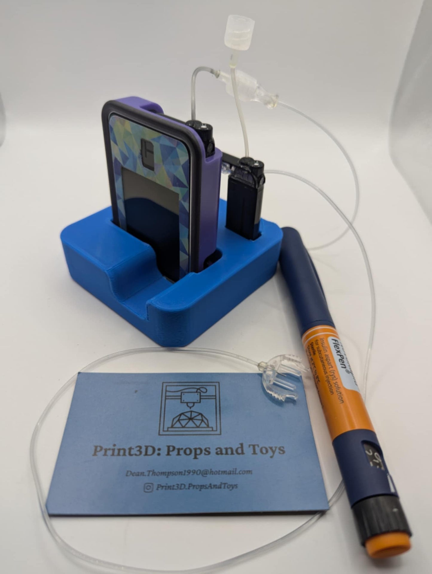 3D Printed Diabetes Tslim Insulin Pump & x2 Cartridge Holder + Cartridge Key