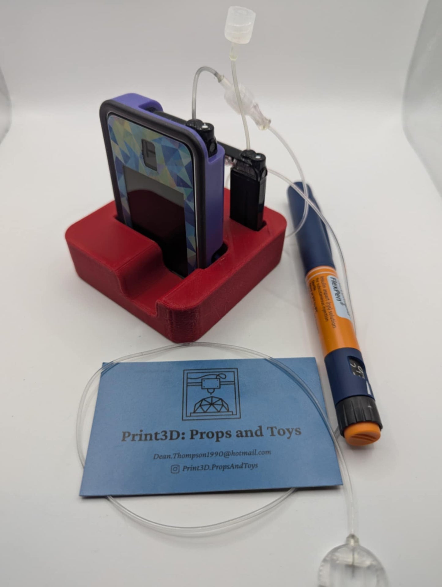 3D Printed Diabetes Tslim Insulin Pump & x2 Cartridge Holder + Cartridge Key