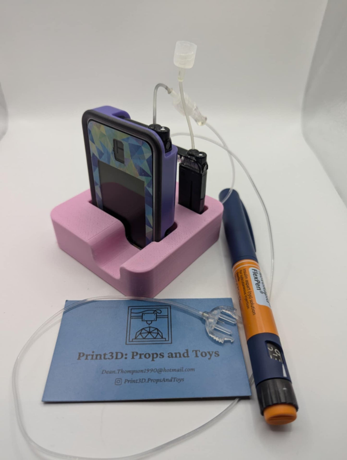 3D Printed Diabetes Tslim Insulin Pump & x2 Cartridge Holder + Cartridge Key