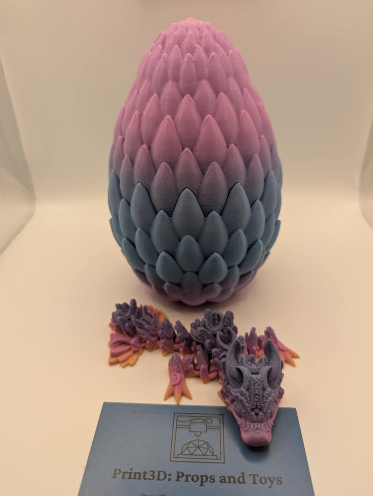 3D Printed Dragon Eggs with Matching Small Dragon